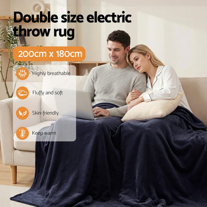 Alona.com.au Home & Garden > Bedding > Blankets & Throws Giselle Electric Throw Rug Double Size 200x180cm Coral Fleece Heated Blanket Charcoal
