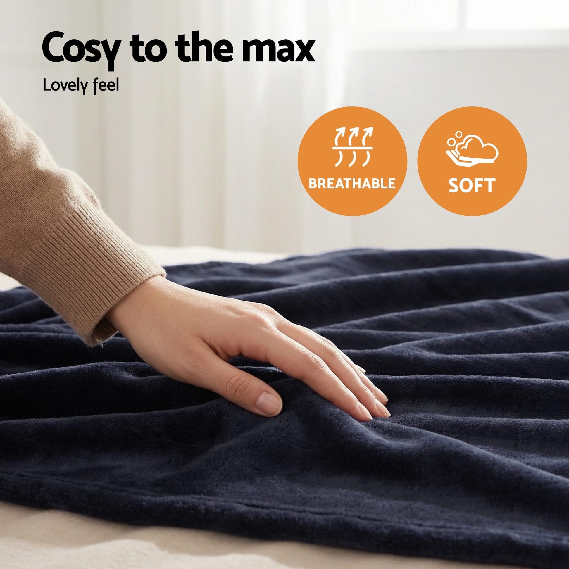 Alona.com.au Home & Garden > Bedding > Blankets & Throws Giselle Electric Throw Rug Double Size 200x180cm Coral Fleece Heated Blanket Charcoal