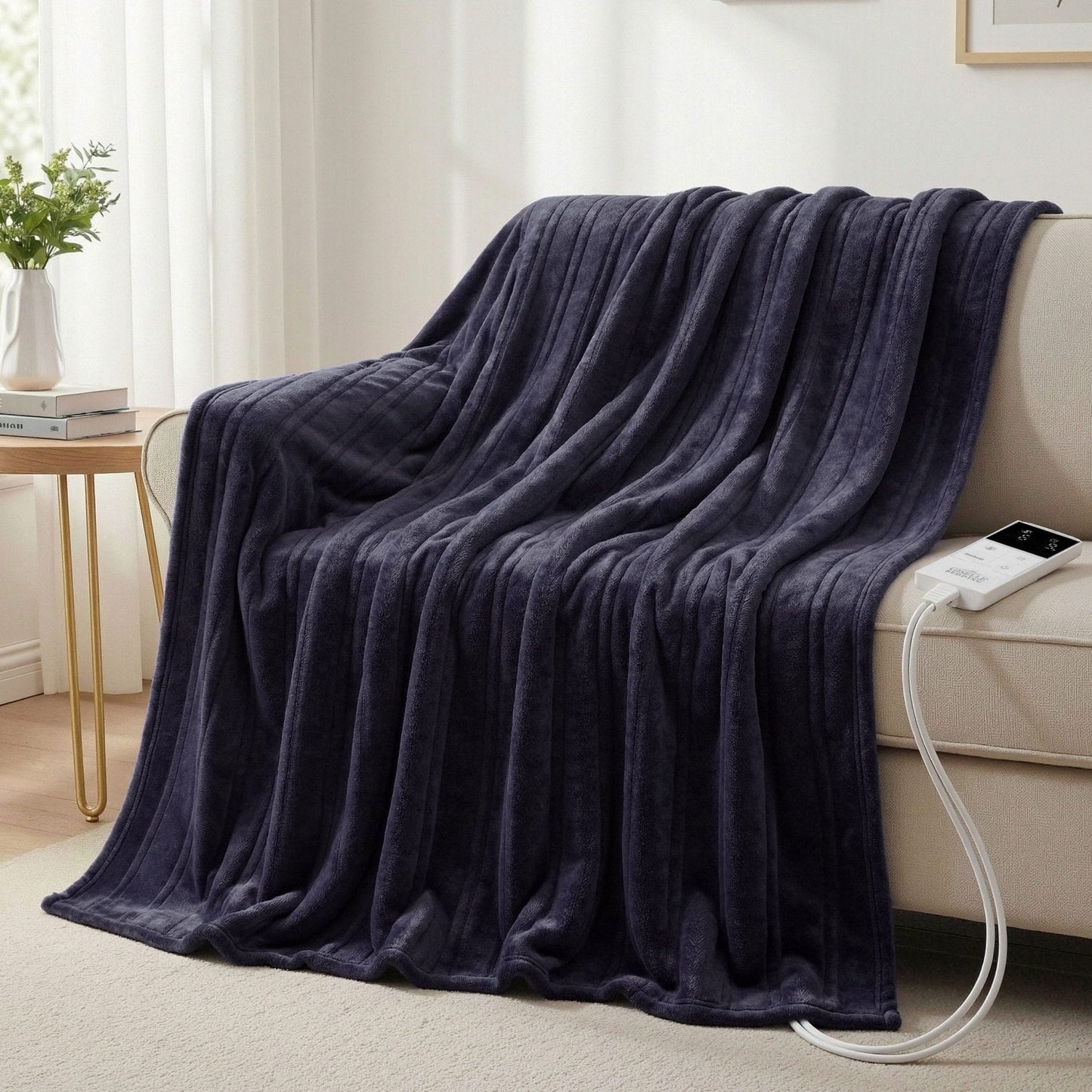 Alona.com.au Home & Garden > Bedding > Blankets & Throws Giselle Electric Throw Rug Double Size 200x180cm Coral Fleece Heated Blanket Charcoal