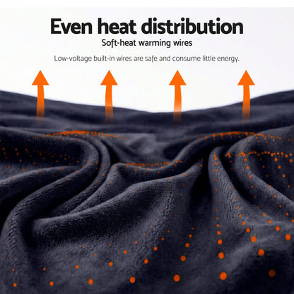 Alona.com.au Home & Garden > Bedding > Blankets & Throws Giselle Electric Throw Rug Double Size 200x180cm Coral Fleece Heated Blanket Charcoal