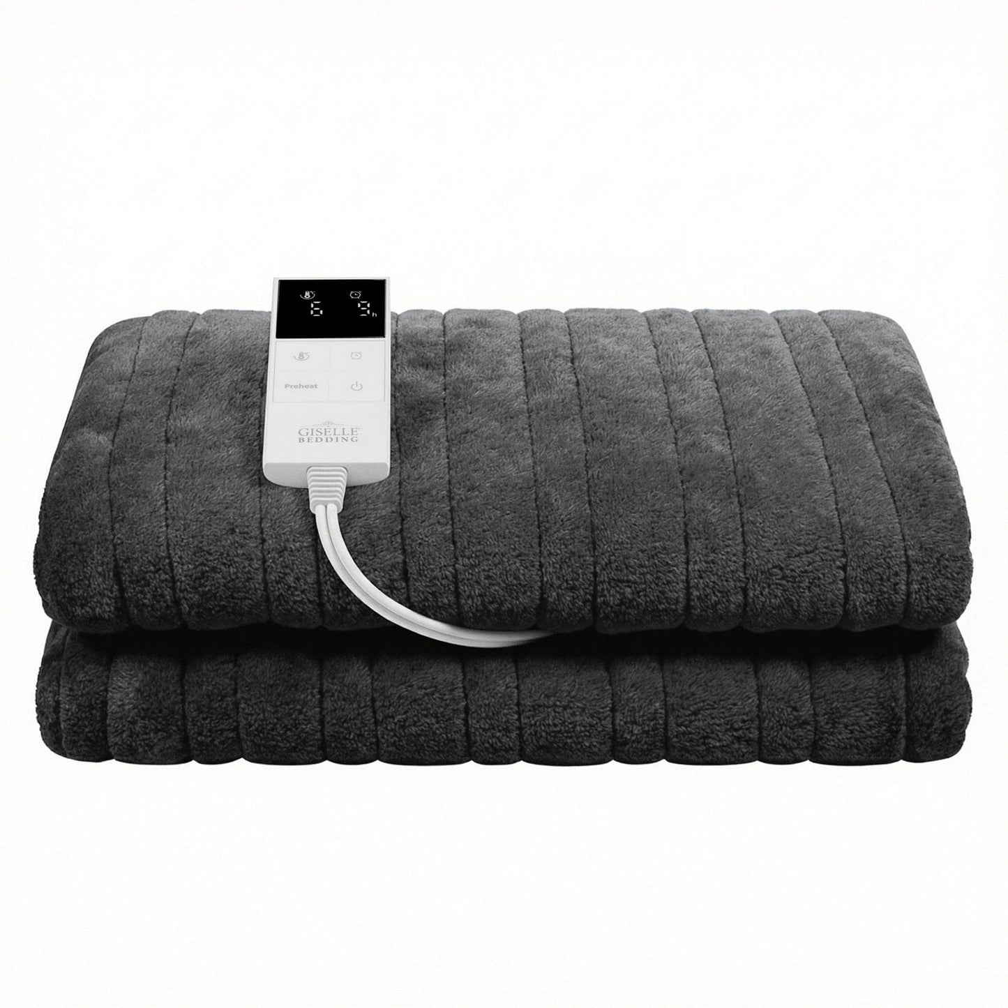 Alona.com.au Home & Garden > Bedding > Blankets & Throws Giselle Electric Throw Rug Double Size 200x180cm Coral Fleece Heated Blanket Grey