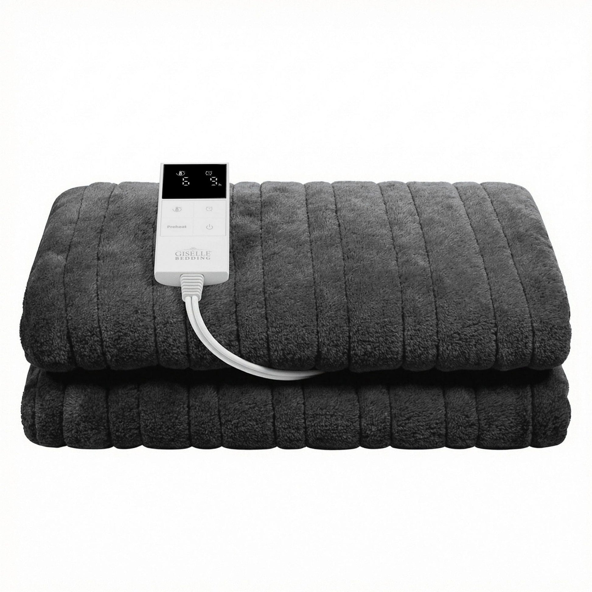 Alona.com.au Home & Garden > Bedding > Blankets & Throws Giselle Electric Throw Rug Double Size 200x180cm Coral Fleece Heated Blanket Grey