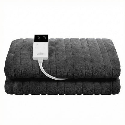 Alona.com.au Home & Garden > Bedding > Blankets & Throws Giselle Electric Throw Rug Double Size 200x180cm Coral Fleece Heated Blanket Grey