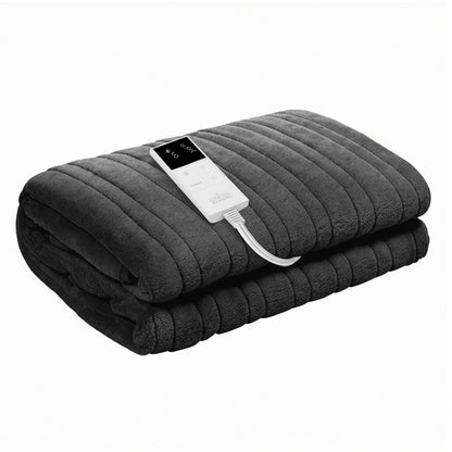 Alona.com.au Home & Garden > Bedding > Blankets & Throws Giselle Electric Throw Rug Double Size 200x180cm Coral Fleece Heated Blanket Grey