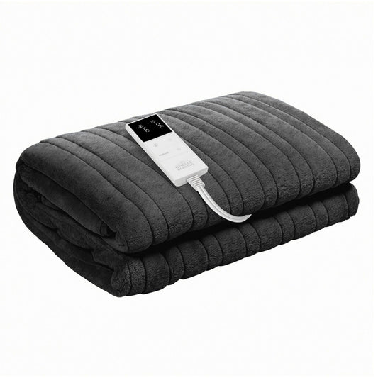 Alona.com.au Home & Garden > Bedding > Blankets & Throws Giselle Electric Throw Rug Double Size 200x180cm Coral Fleece Heated Blanket Grey