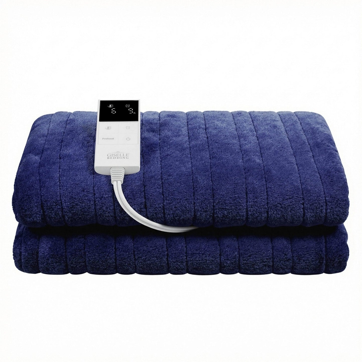 Alona.com.au Home & Garden > Bedding > Blankets & Throws Giselle Electric Throw Rug Double Size 200x180cm Coral Fleece Heated Blanket Navy Blue