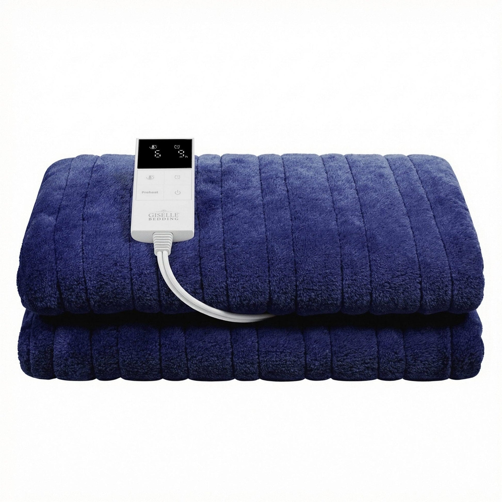 Alona.com.au Home & Garden > Bedding > Blankets & Throws Giselle Electric Throw Rug Double Size 200x180cm Coral Fleece Heated Blanket Navy Blue