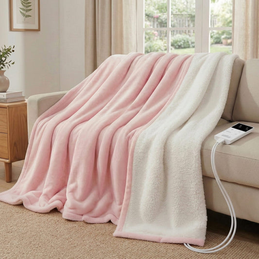 Alona.com.au Home & Garden > Bedding > Blankets & Throws Giselle Electric Throw Rug Double Size 200x180cm Fleece Flannel Heated Blanket Pink