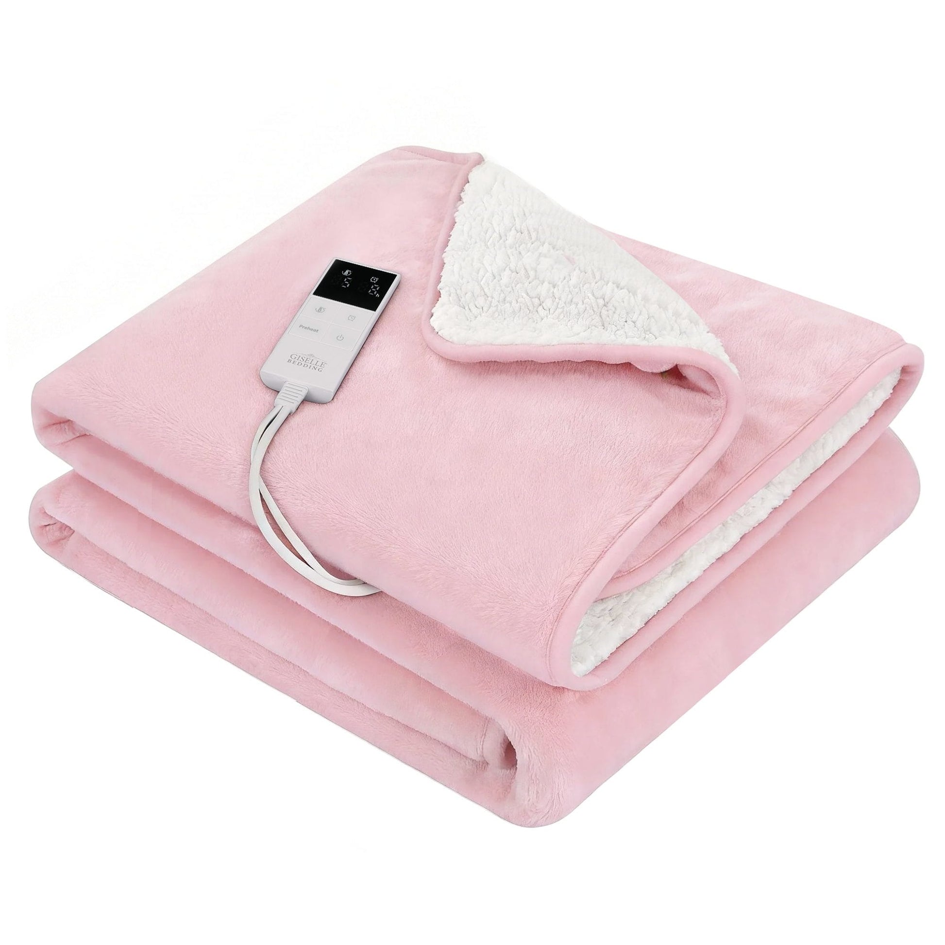 Alona.com.au Home & Garden > Bedding > Blankets & Throws Giselle Electric Throw Rug Double Size 200x180cm Fleece Flannel Heated Blanket Pink