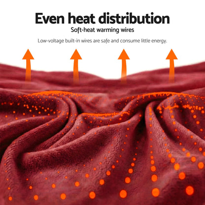 Alona.com.au Home & Garden > Bedding > Blankets & Throws Giselle Electric Throw Rug Dual Side Fleece Flannel Heated Blanket Burgundy