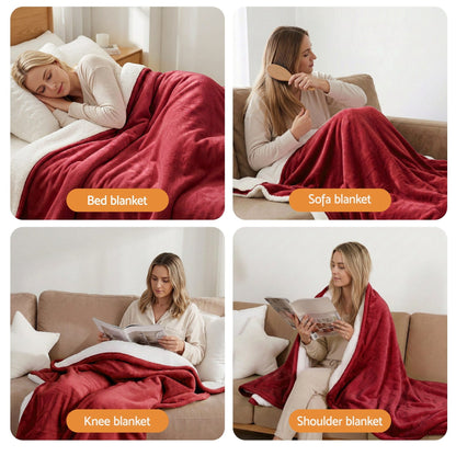 Alona.com.au Home & Garden > Bedding > Blankets & Throws Giselle Electric Throw Rug Dual Side Fleece Flannel Heated Blanket Burgundy