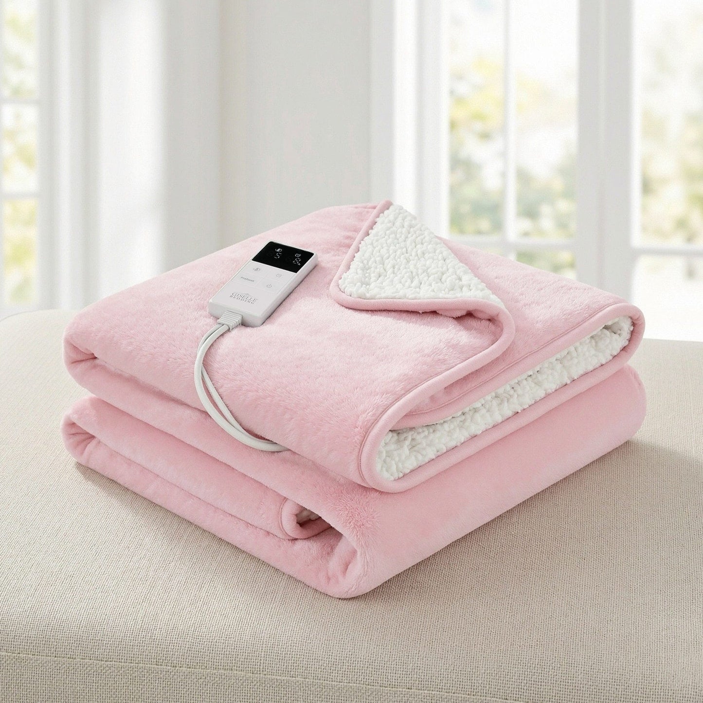 Alona.com.au Home & Garden > Bedding > Blankets & Throws Giselle Electric Throw Rug Dual Side Fleece Flannel Heated Blanket Pink
