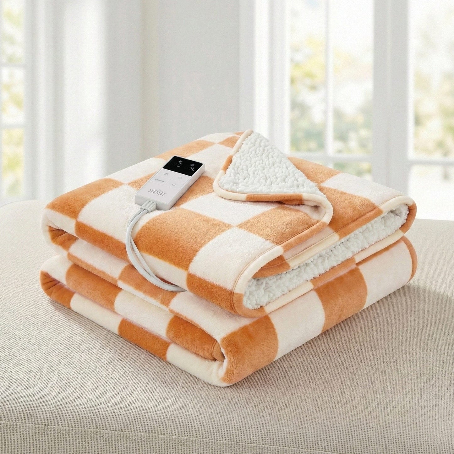 Alona.com.au Home & Garden > Bedding > Blankets & Throws Giselle Electric Throw Rug Dual Side Fleece Flannel Heated Blanket Yellow