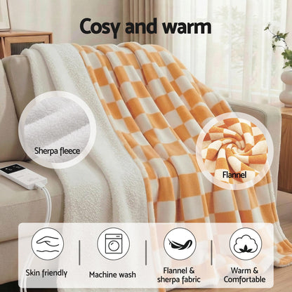 Alona.com.au Home & Garden > Bedding > Blankets & Throws Giselle Electric Throw Rug Dual Side Fleece Flannel Heated Blanket Yellow