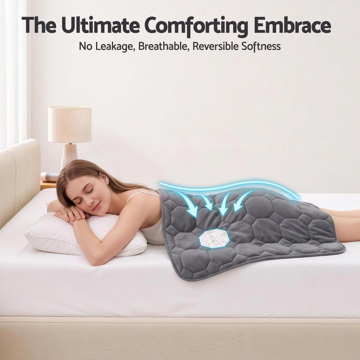 Alona.com.au Home & Garden > Bedding > Blankets & Throws Giselle Weighted Lap Blanket 3.2KG Grey Crystal Velvet Quilted Glass Bead Fill for Sofa Office