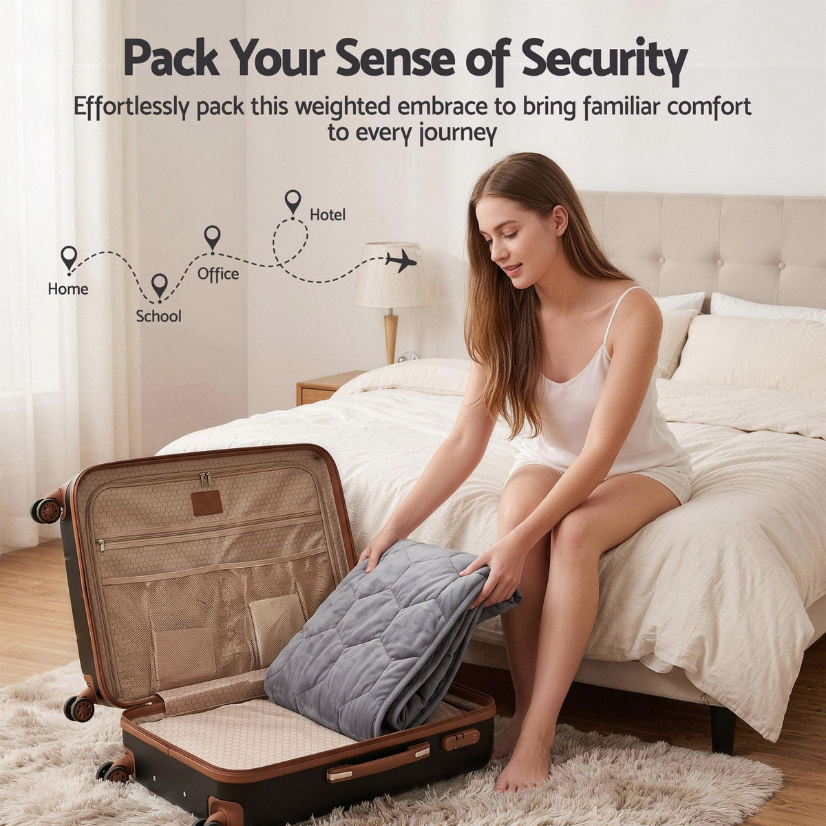 Alona.com.au Home & Garden > Bedding > Blankets & Throws Giselle Weighted Lap Blanket 3.2KG Grey Crystal Velvet Quilted Glass Bead Fill for Sofa Office
