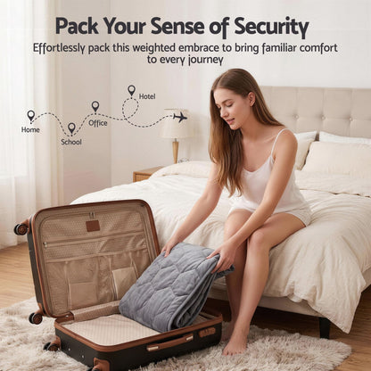 Alona.com.au Home & Garden > Bedding > Blankets & Throws Giselle Weighted Lap Blanket 3.2KG Grey Crystal Velvet Quilted Glass Bead Fill for Sofa Office