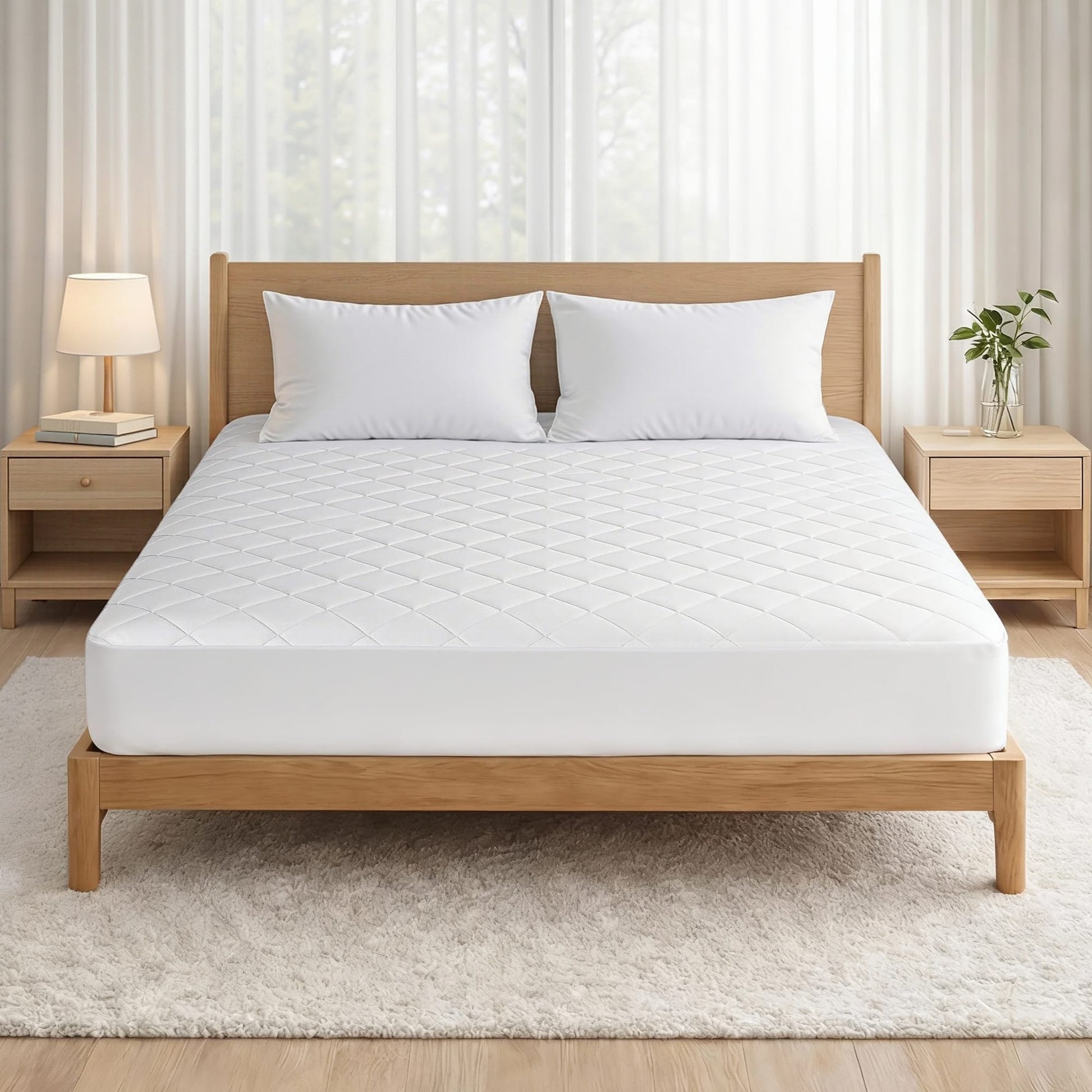 Alona.com.au Home & Garden > Bedding > Mattress Protectors Giselle Waterproof Mattress Protector 100% Cotton Quilted Fitted Cover Double