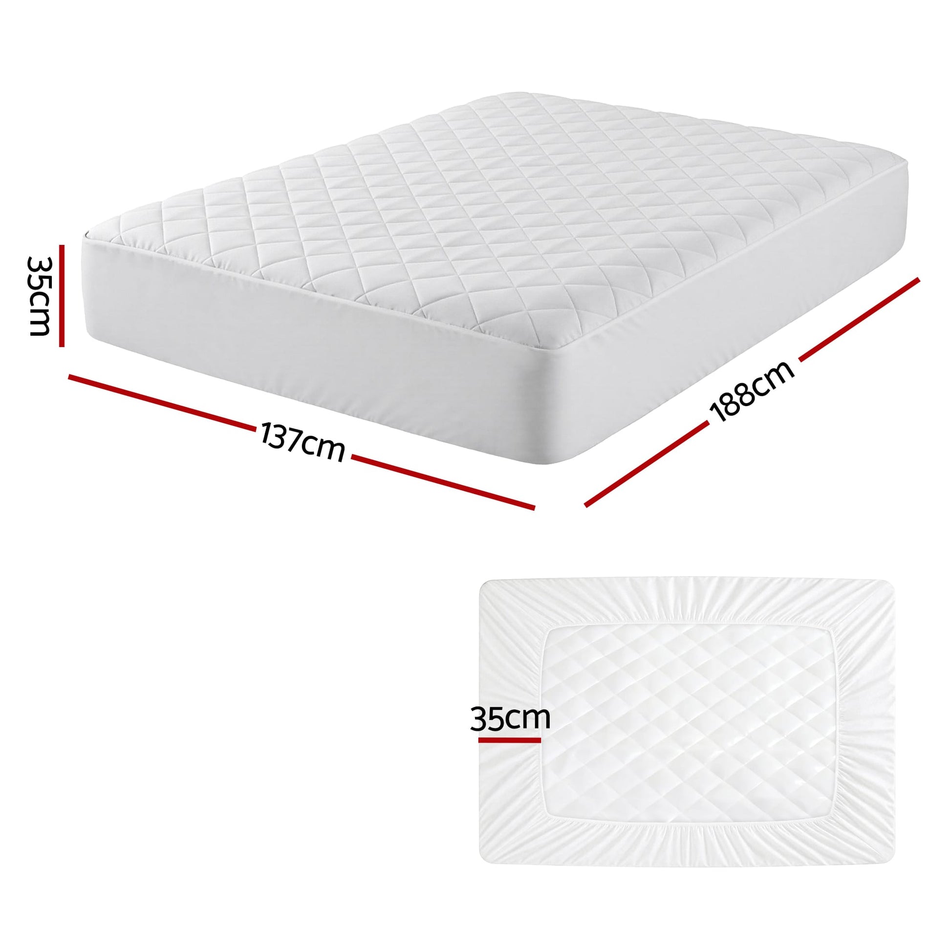 Alona.com.au Home & Garden > Bedding > Mattress Protectors Giselle Waterproof Mattress Protector 100% Cotton Quilted Fitted Cover Double