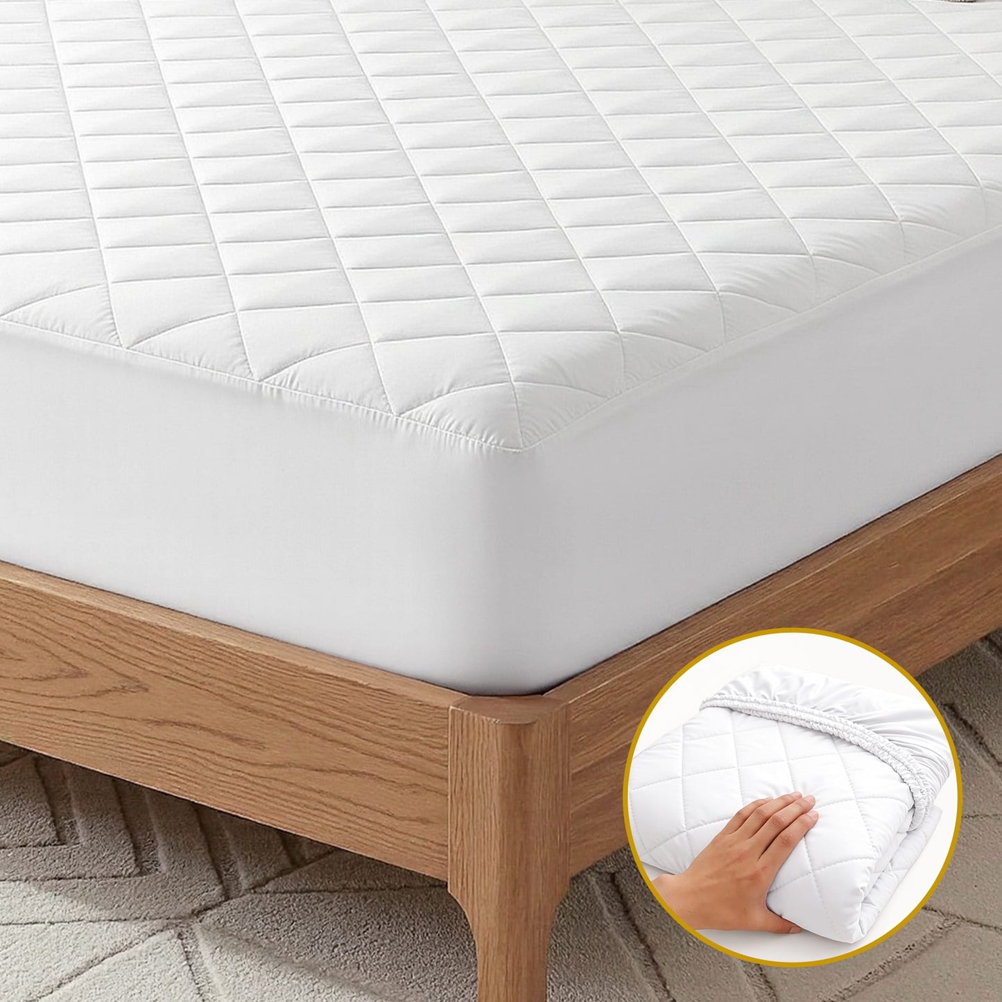 Alona.com.au Home & Garden > Bedding > Mattress Protectors Giselle Waterproof Mattress Protector 100% Cotton Quilted Fitted Cover King Single