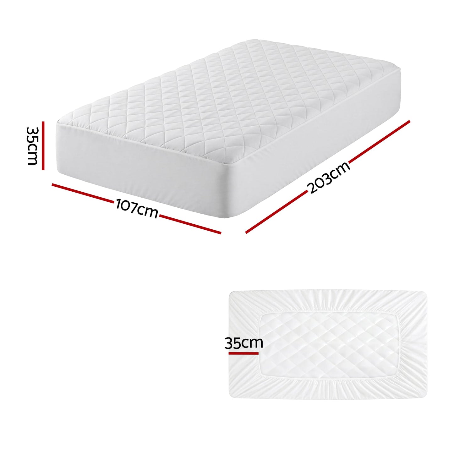 Alona.com.au Home & Garden > Bedding > Mattress Protectors Giselle Waterproof Mattress Protector 100% Cotton Quilted Fitted Cover King Single