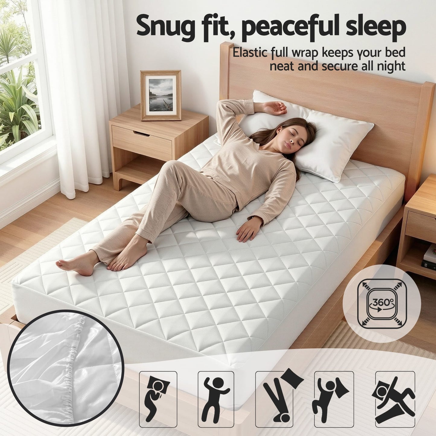 Alona.com.au Home & Garden > Bedding > Mattress Protectors Giselle Waterproof Mattress Protector 100% Cotton Quilted Fitted Cover King Single