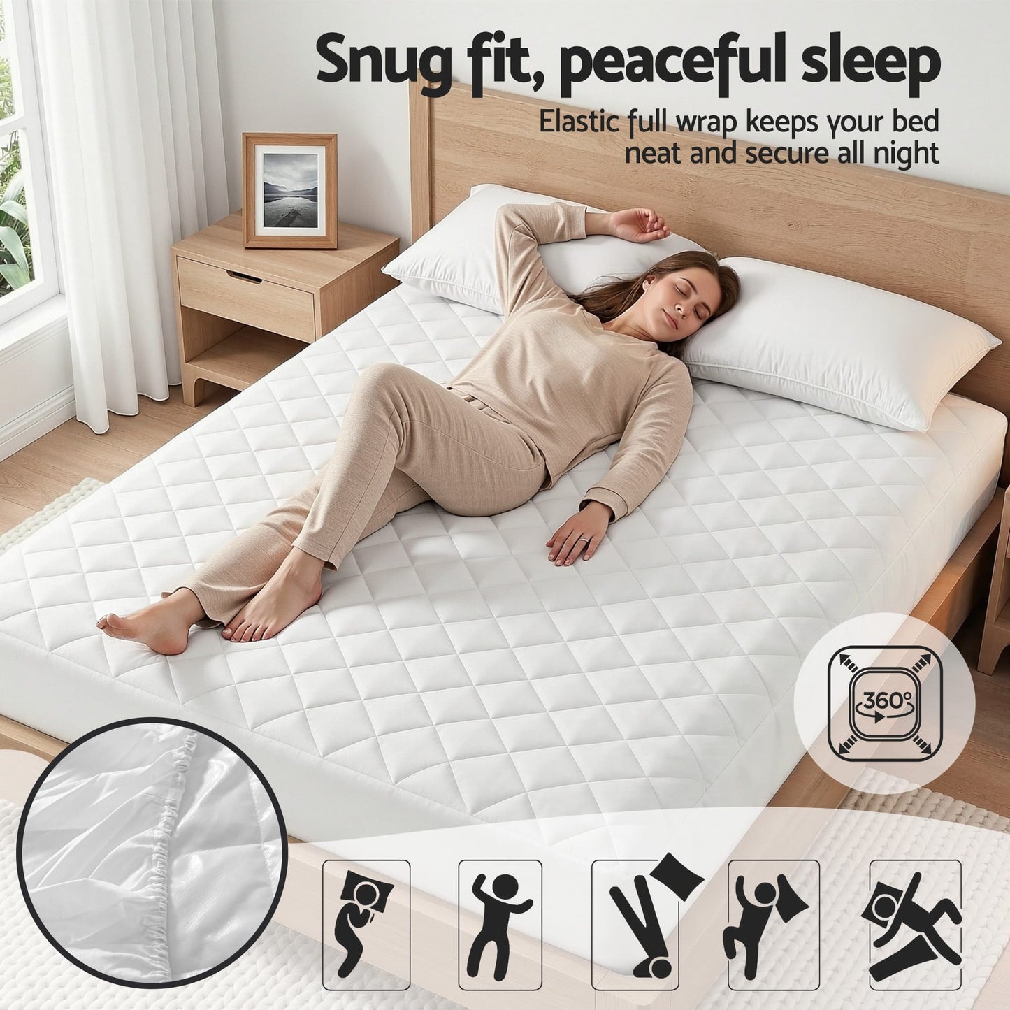 Alona.com.au Home & Garden > Bedding > Mattress Protectors Giselle Waterproof Mattress Protector 100% Cotton Quilted Fitted Cover Queen