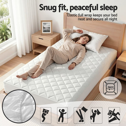 Alona.com.au Home & Garden > Bedding > Mattress Protectors Giselle Waterproof Mattress Protector 100% Cotton Quilted Fitted Cover Single