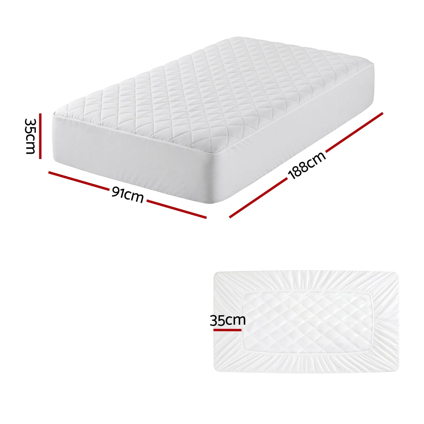 Alona.com.au Home & Garden > Bedding > Mattress Protectors Giselle Waterproof Mattress Protector 100% Cotton Quilted Fitted Cover Single