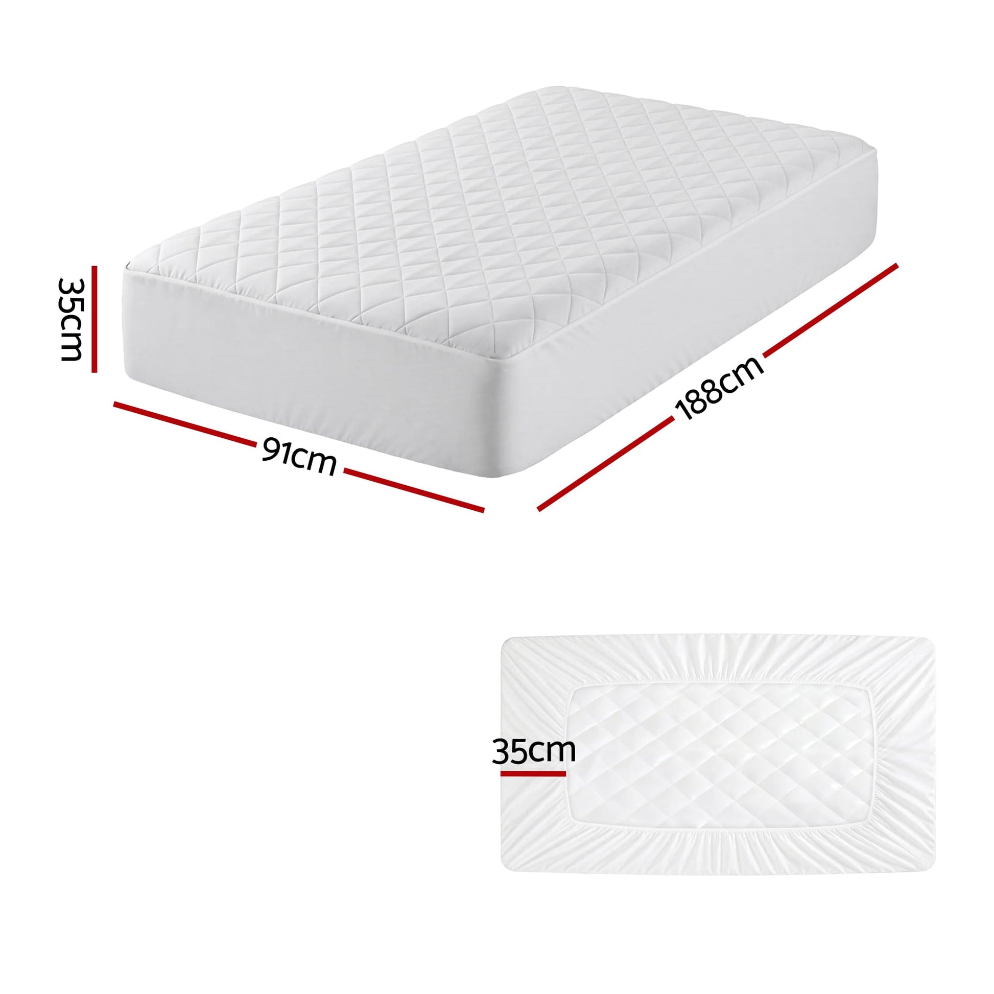 Alona.com.au Home & Garden > Bedding > Mattress Protectors Giselle Waterproof Mattress Protector 100% Cotton Quilted Fitted Cover Single