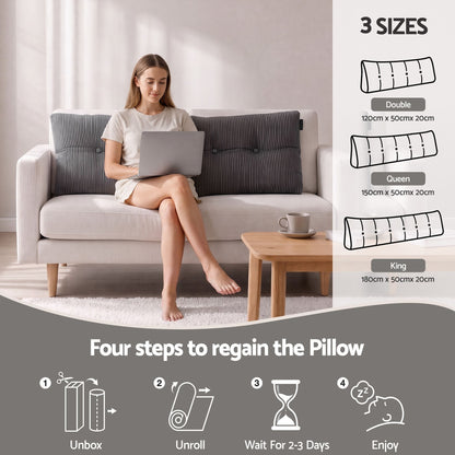 Alona.com.au Home & Garden > Bedding > Pillows Giselle Headboard Pillow for Sitting in Bed, Upgraded Shredded Foam Reading Wedge Cushion for Lumbar Support, 320g Corduroy Backrest with Side Pockets for Dorm Daybed, Double