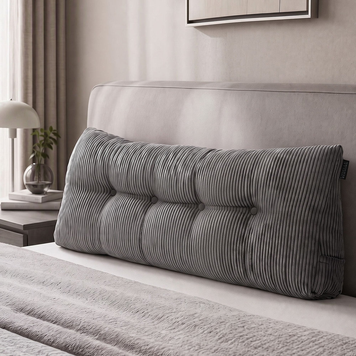 Alona.com.au Home & Garden > Bedding > Pillows Giselle Headboard Pillow for Sitting in Bed, Upgraded Shredded Foam Reading Wedge Cushion for Lumbar Support, 320g Corduroy Backrest with Side Pockets for Dorm Daybed, Double