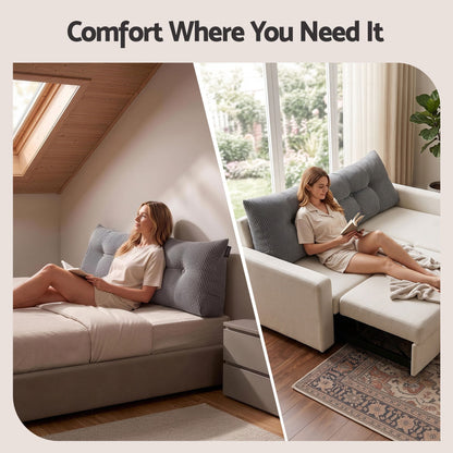 Alona.com.au Home & Garden > Bedding > Pillows Giselle Headboard Pillow for Sitting in Bed, Upgraded Shredded Foam Reading Wedge Cushion for Lumbar Support, 320g Corduroy Backrest with Side Pockets for Dorm Daybed, Double