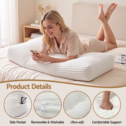 Alona.com.au Home & Garden > Bedding > Pillows Giselle wedge pillow headboard with non-flattening shredded foam core, perfect for dorm reading or sofa lap desk, 330g corduroy cover, side pockets, King Single