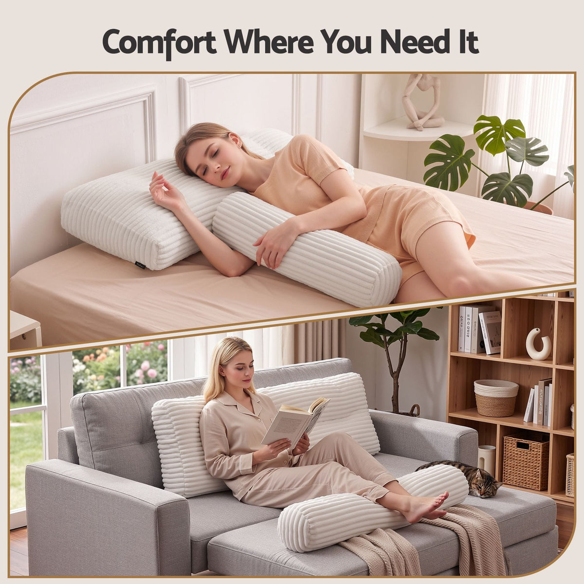 Alona.com.au Home & Garden > Bedding > Pillows Giselle wedge pillow headboard with non-flattening shredded foam core, perfect for dorm reading or sofa lap desk, 330g corduroy cover, side pockets, King Single