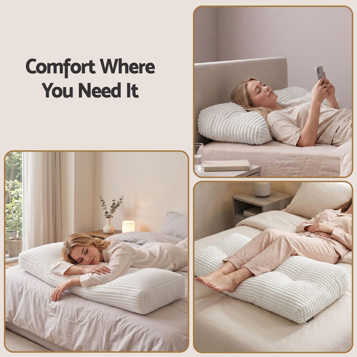 Alona.com.au Home & Garden > Bedding > Pillows Giselle wedge pillow headboard with non-flattening shredded foam core, perfect for dorm reading or sofa lap desk, 330g corduroy cover, side pockets, King Single