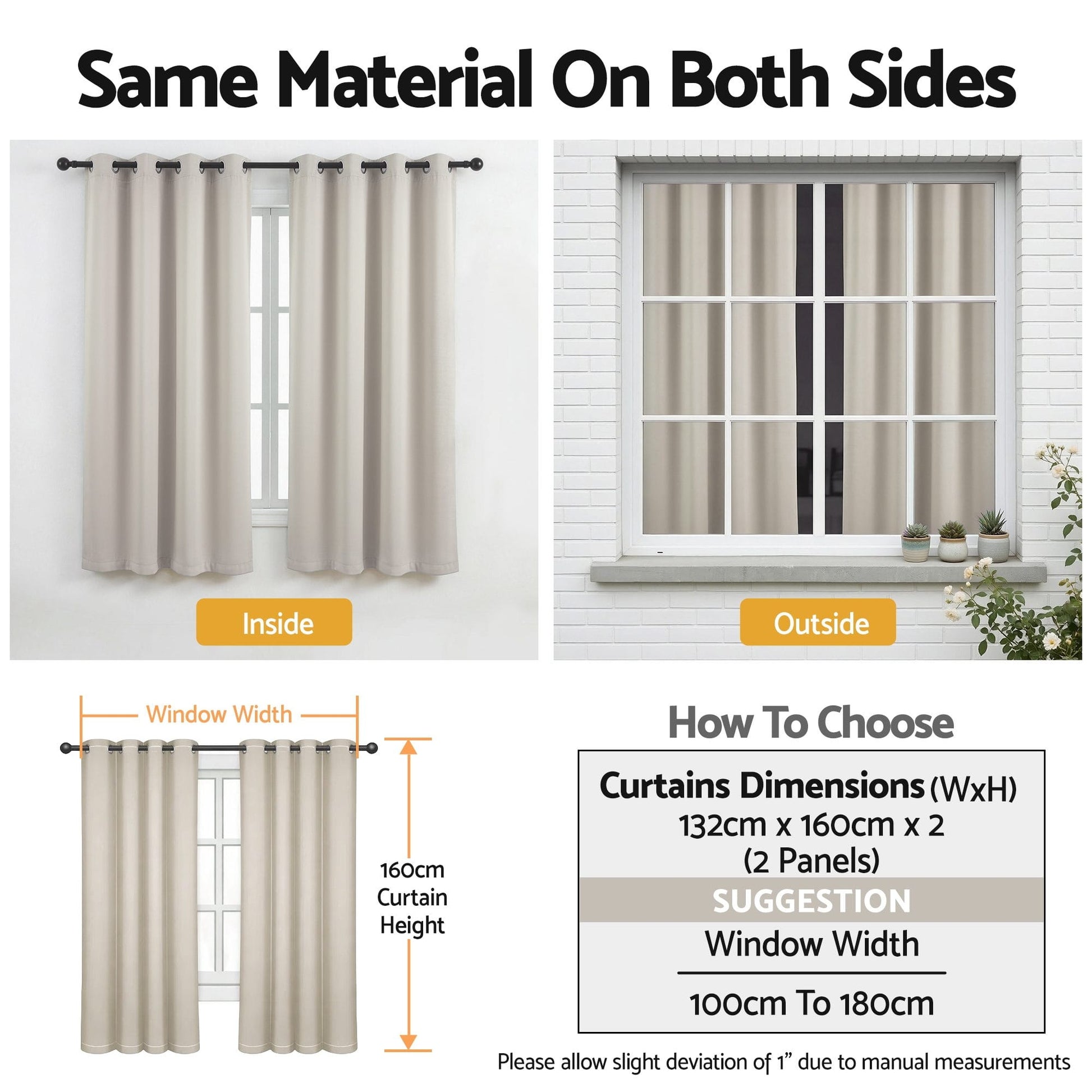 Alona.com.au Home & Garden > Curtains > Curtains & Drapes Artiss Blockout Curtains 2X 132x160cm Thermal Insulated Eyelet Drapes Beige