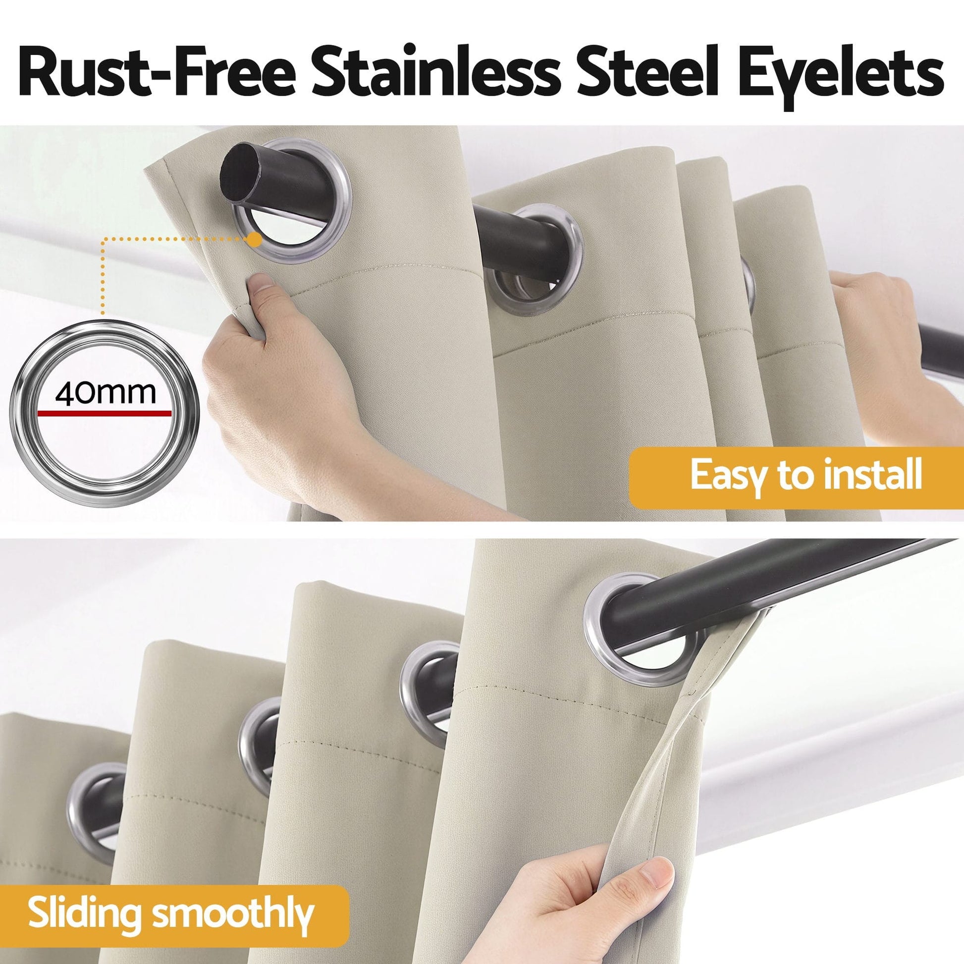 Alona.com.au Home & Garden > Curtains > Curtains & Drapes Artiss Blockout Curtains 2X 132x160cm Thermal Insulated Eyelet Drapes Beige
