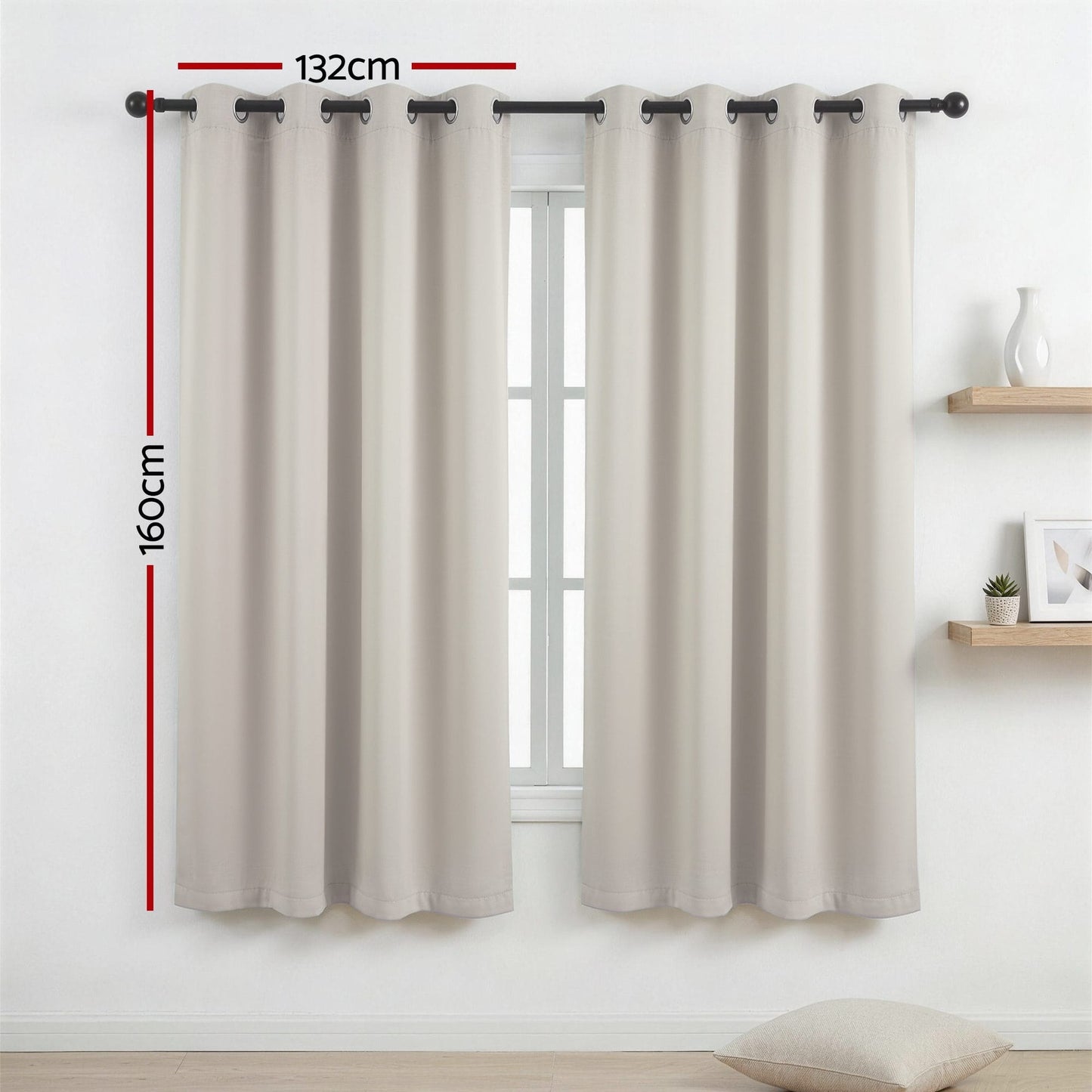 Alona.com.au Home & Garden > Curtains > Curtains & Drapes Artiss Blockout Curtains 2X 132x160cm Thermal Insulated Eyelet Drapes Beige