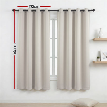 Alona.com.au Home & Garden > Curtains > Curtains & Drapes Artiss Blockout Curtains 2X 132x160cm Thermal Insulated Eyelet Drapes Beige