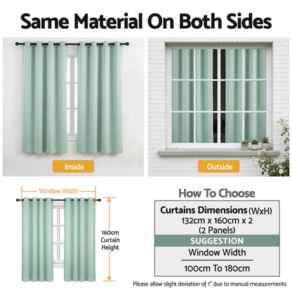 Alona.com.au Home & Garden > Curtains > Curtains & Drapes Artiss Blockout Curtains 2X 132x160cm Thermal Insulated Eyelet Drapes Green