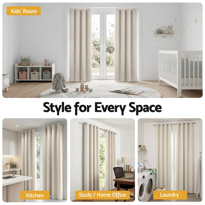 Alona.com.au Home & Garden > Curtains > Curtains & Drapes Artiss Blockout Curtains 2X 132x213cm Thermal Insulated Eyelet Drapes Beige