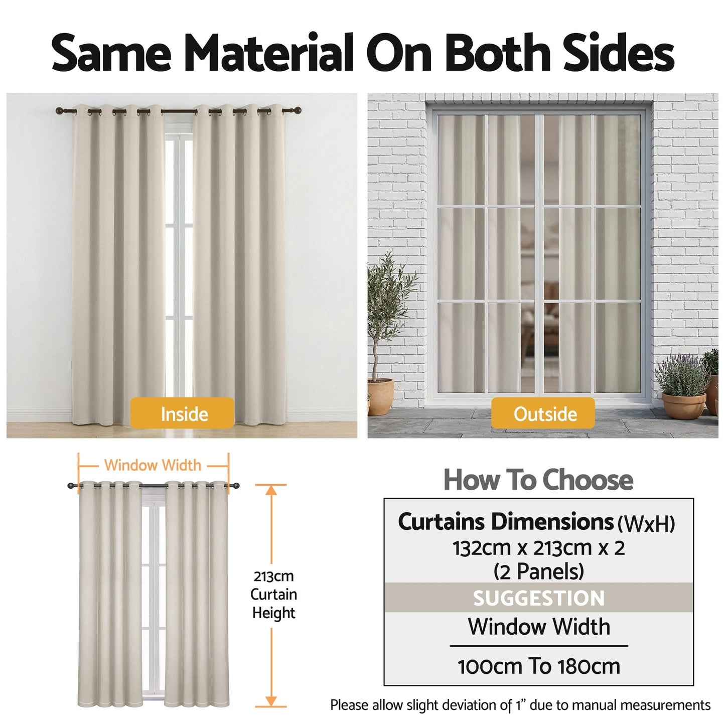 Alona.com.au Home & Garden > Curtains > Curtains & Drapes Artiss Blockout Curtains 2X 132x213cm Thermal Insulated Eyelet Drapes Beige
