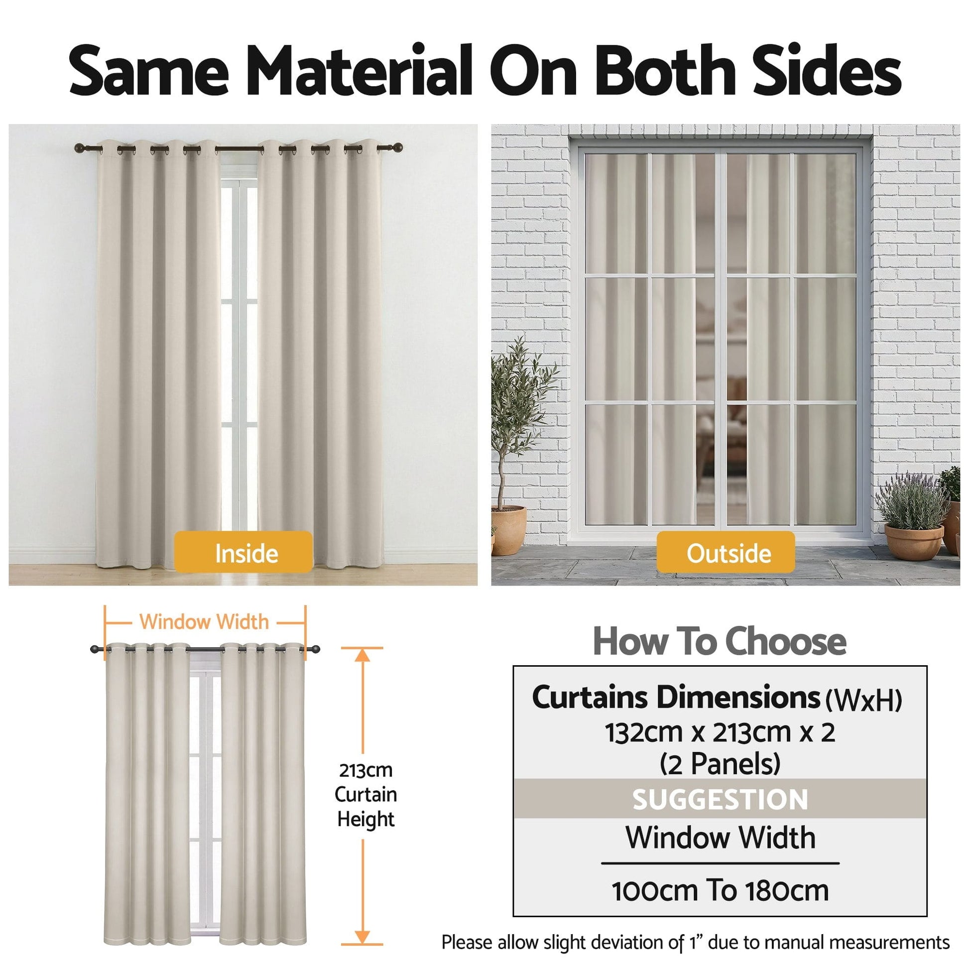 Alona.com.au Home & Garden > Curtains > Curtains & Drapes Artiss Blockout Curtains 2X 132x213cm Thermal Insulated Eyelet Drapes Beige