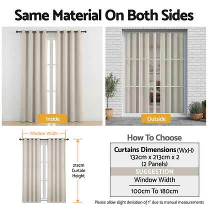 Alona.com.au Home & Garden > Curtains > Curtains & Drapes Artiss Blockout Curtains 2X 132x213cm Thermal Insulated Eyelet Drapes Beige