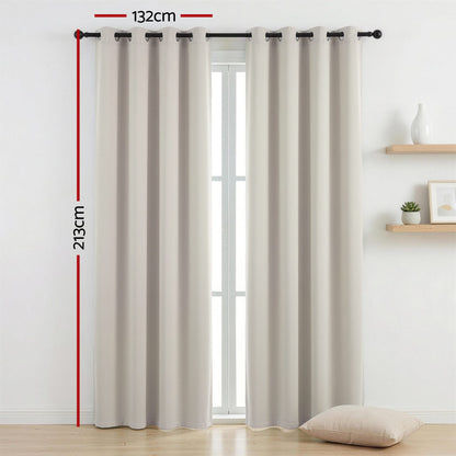 Alona.com.au Home & Garden > Curtains > Curtains & Drapes Artiss Blockout Curtains 2X 132x213cm Thermal Insulated Eyelet Drapes Beige