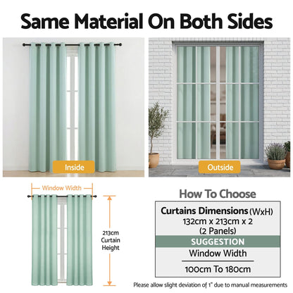Alona.com.au Home & Garden > Curtains > Curtains & Drapes Artiss Blockout Curtains 2X 132x213cm Thermal Insulated Eyelet Drapes Green