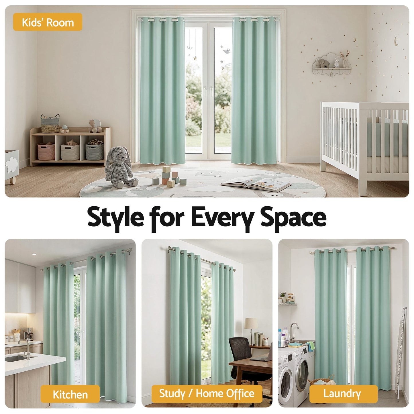 Alona.com.au Home & Garden > Curtains > Curtains & Drapes Artiss Blockout Curtains 2X 132x213cm Thermal Insulated Eyelet Drapes Green