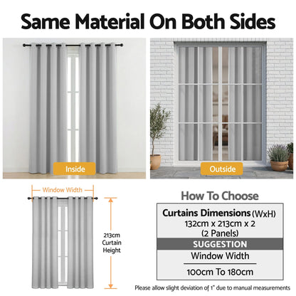Alona.com.au Home & Garden > Curtains > Curtains & Drapes Artiss Blockout Curtains 2X 132x213cm Thermal Insulated Eyelet Drapes Grey