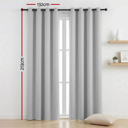 Alona.com.au Home & Garden > Curtains > Curtains & Drapes Artiss Blockout Curtains 2X 132x213cm Thermal Insulated Eyelet Drapes Grey